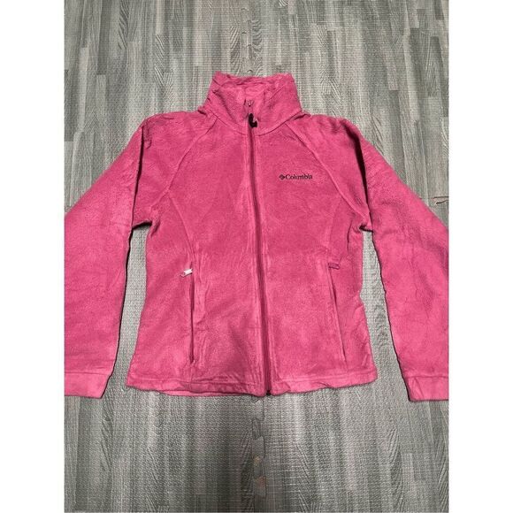 Columbia Youth 14-16 Full Zip Jacket Embroidered Logo Pink - Picture 1 of 7